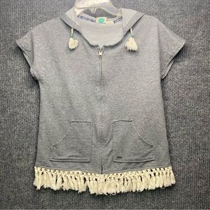 Roxy Girl Paquito Poncho Sweatshirt with Fringe Size Medium